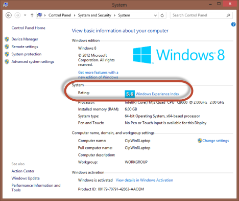 Does windows 10 have performance index